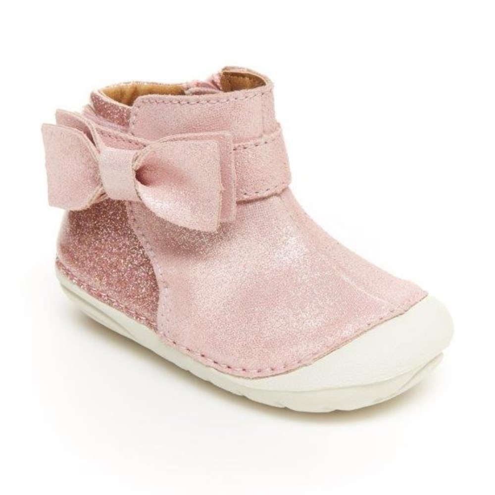 Size 4.5 Baby Stride Rite Glittery Pink Baby Booties